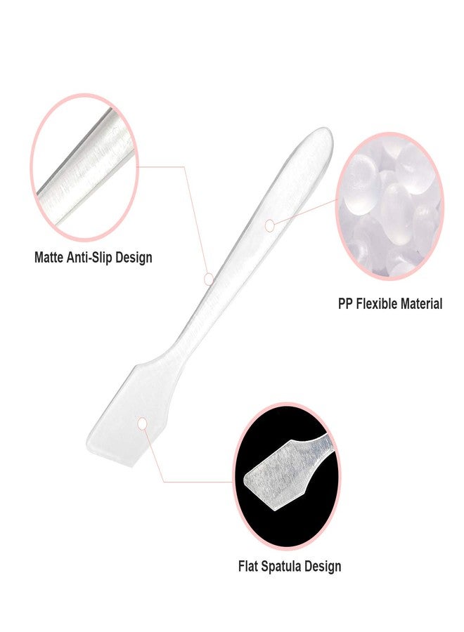 SumDirect Mini Spatulas 100 Pcs Face Spatula Cosmetic Spatula Frosted Clear Disposable Plastic Makeup Spatulas Mini - Image 3